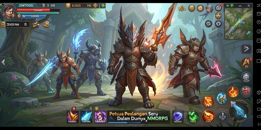 Screenshot gameplay JONITOGEL menampilkan pertempuran seru di dunia MMORPG.
