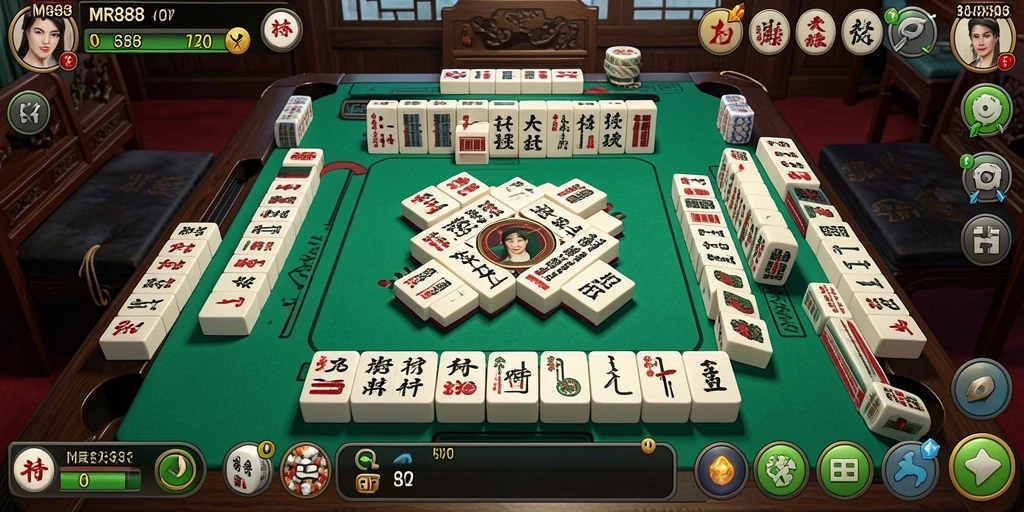 Tampilan gameplay menarik dari MR888 dalam permainan Mahjong.