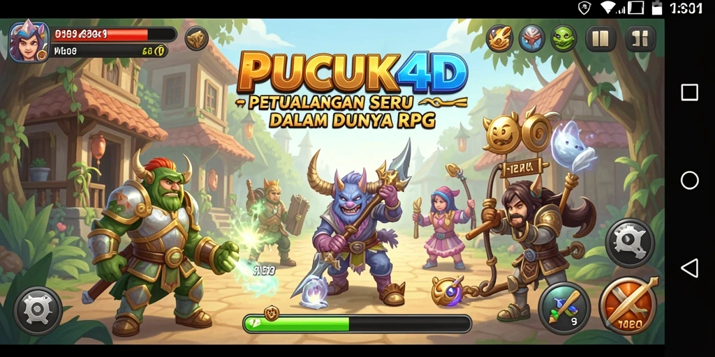 Screenshot utama PUCUK4D menampilkan pertarungan seru dalam dunia RPG yang penuh aksi.