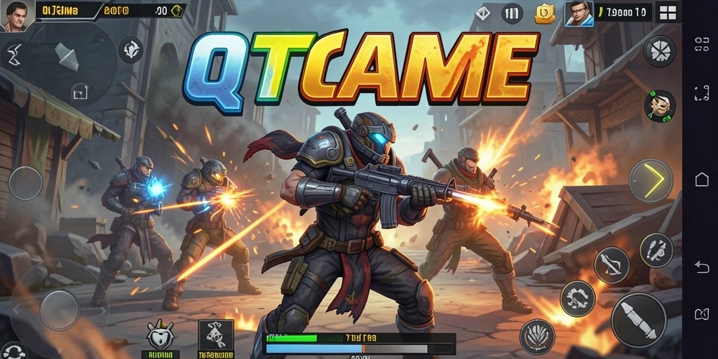 Tangkapan layar gameplay QTGAME dengan aksi pertarungan epik.