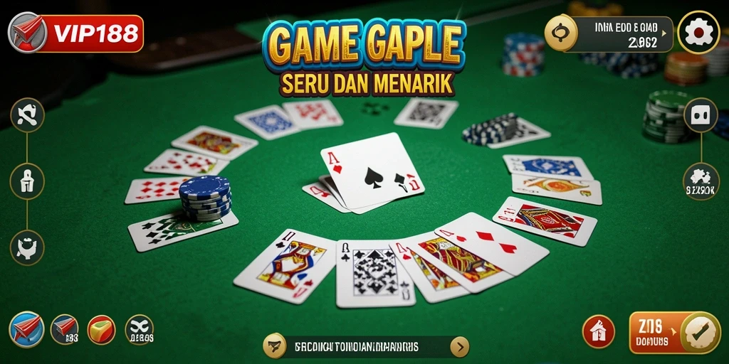 Screenshot menampilkan gameplay Gaple yang seru dan kompetitif di VIP188.